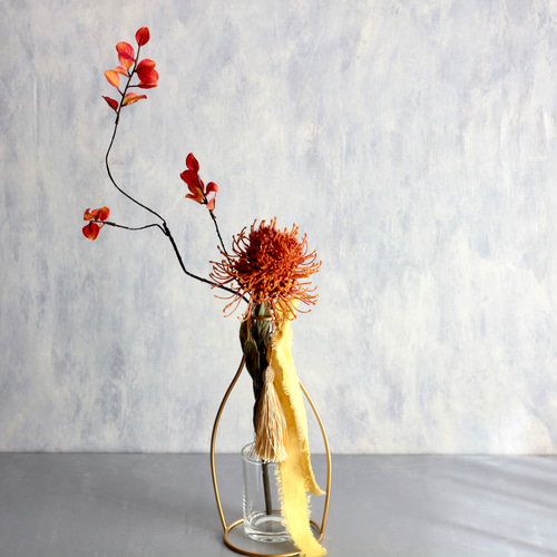 アンティークピンクッションと紅葉樹の造花】setゴールド