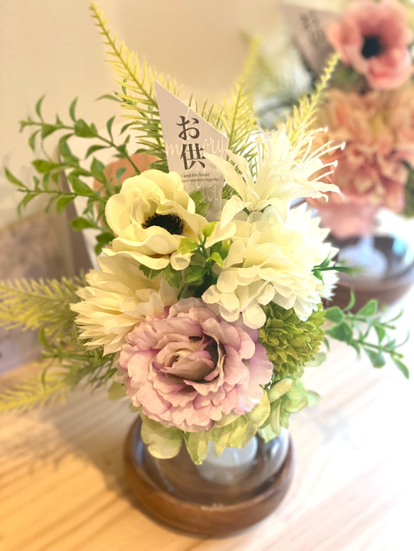 キャンドル付きお供え用アレンジメント アートフラワー germer  