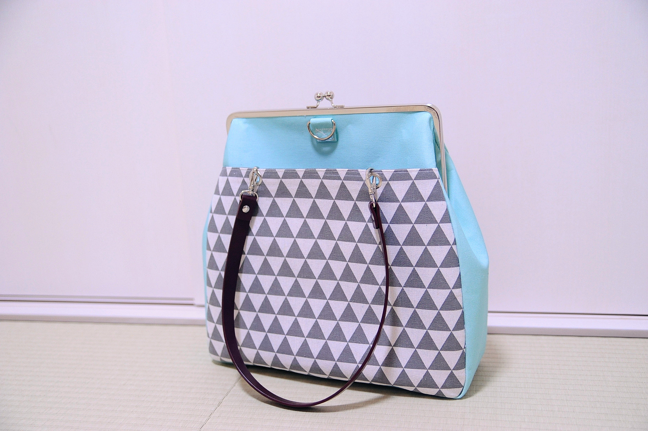 ティファニーブルー【A4サイズ対応】30cm口金【超大容量】3wayがま口トートショルダーバッグ＆リュック楽譜入 7,546円