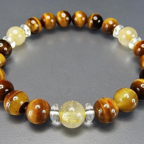 ゴールドルチルクォーツ タイガーアイ約8mm天然石ブレスレット数珠