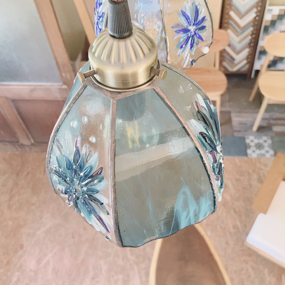 フュージングガラスのクリアなランプ　シーリングライト吊り下げ型 5枚目の画像