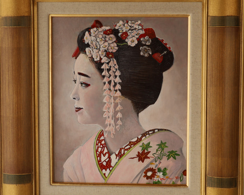 舞妓 油彩  額装 美人画 油絵 油画 絵画 舞妓 油彩 額装 美人画 油絵 油画 絵画 - メルカリ