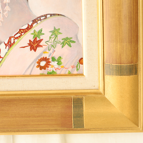 画家 haru  油彩画 ☆ 絵 と 額縁 共に アクリル板 額縁 油絵/油彩額縁 アクリル付 8120-TO M8号 シルバー 銀（油絵