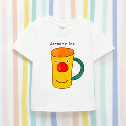 名入れ　名前入り　名前入りＴシャツ キッズ Tシャツ（ジャスミンティーとコップくん） 1枚目の画像