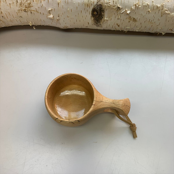 ククサ 木製マグカップ １点モノ 天然無垢のブナ/ビーチ材 内面合成漆仕上 フィンランド his-001-0 2枚目の画像