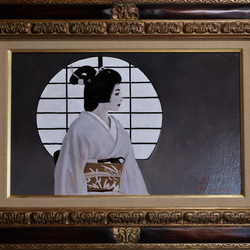 朧「おぼろ」 アクリル画・舞妓・ 原画 ※防カビ処理済 絵画 風