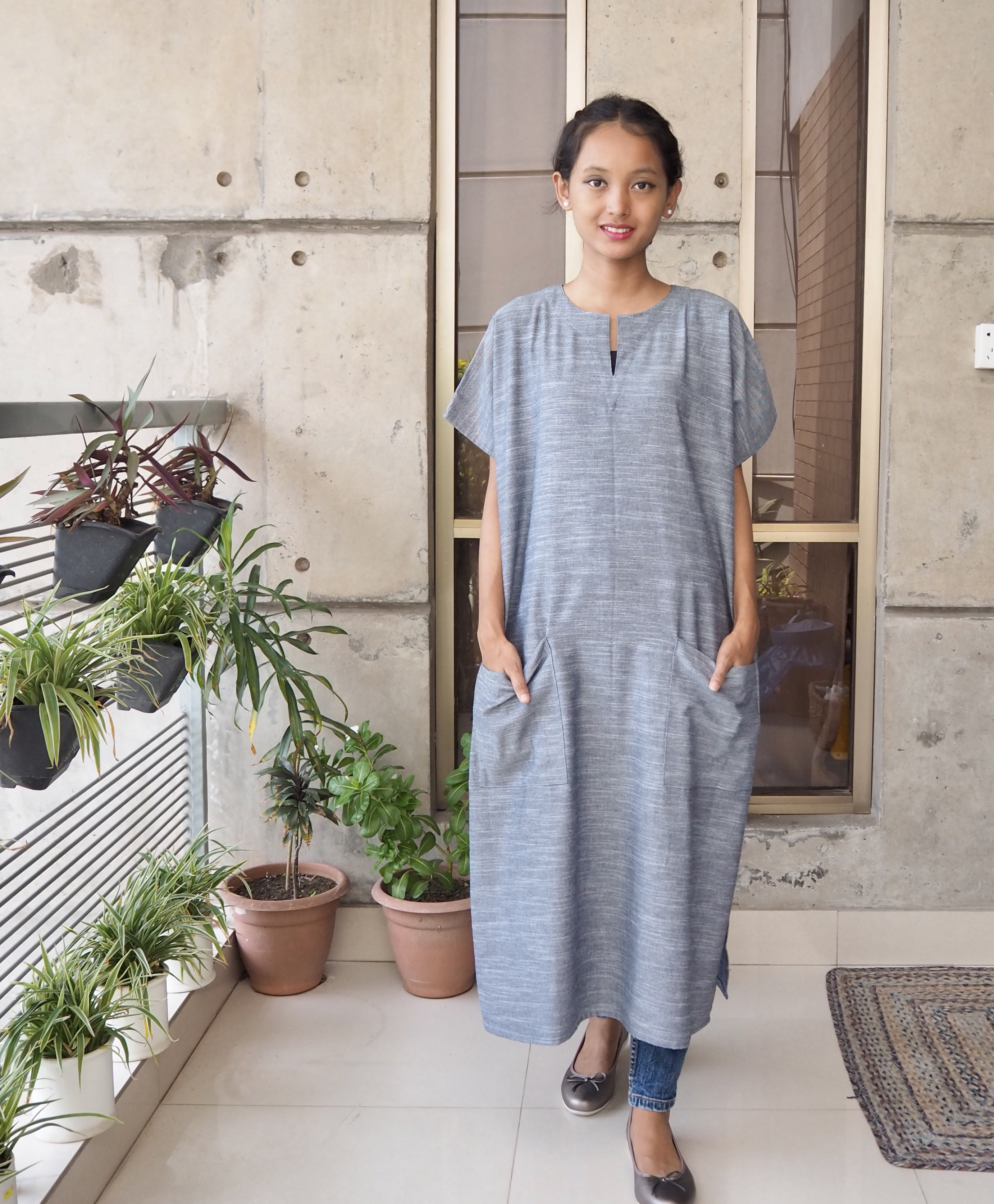 カフタンワンピース（スラブコットン）