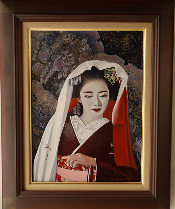 最高品質の 緋色に想う』油彩肉筆画 絵画