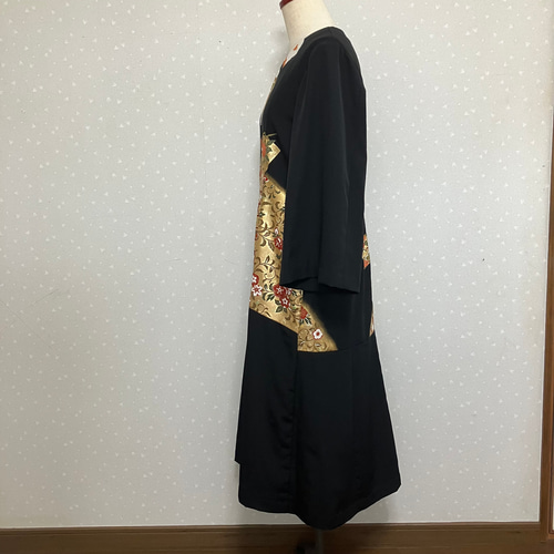 着物留袖リメイク　ロングワンピース　　Lサイズ セール]No 64 新品未使用留袖 着物リメイクワンピース 七分袖