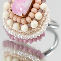 閒聊戒指，也可用於繫圍巾 164 均碼珠繡戒指 粉紅色 Bijou 超大戒指 第5張的照片