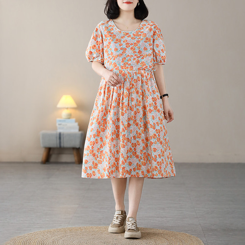 ❤️丈直し無料❤️綿100％ 森ガール 花柄 2色 Aラインワンピース