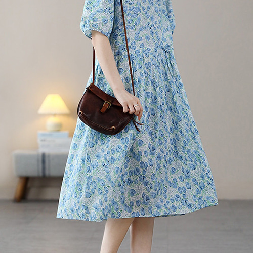 ❤️丈直し無料❤️綿100％ 森ガール 花柄 2色 Aラインワンピース