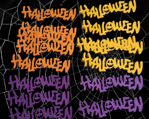 ダイカット ハロウィン 文字 3色 15枚 クラフトパンチ コラージュ