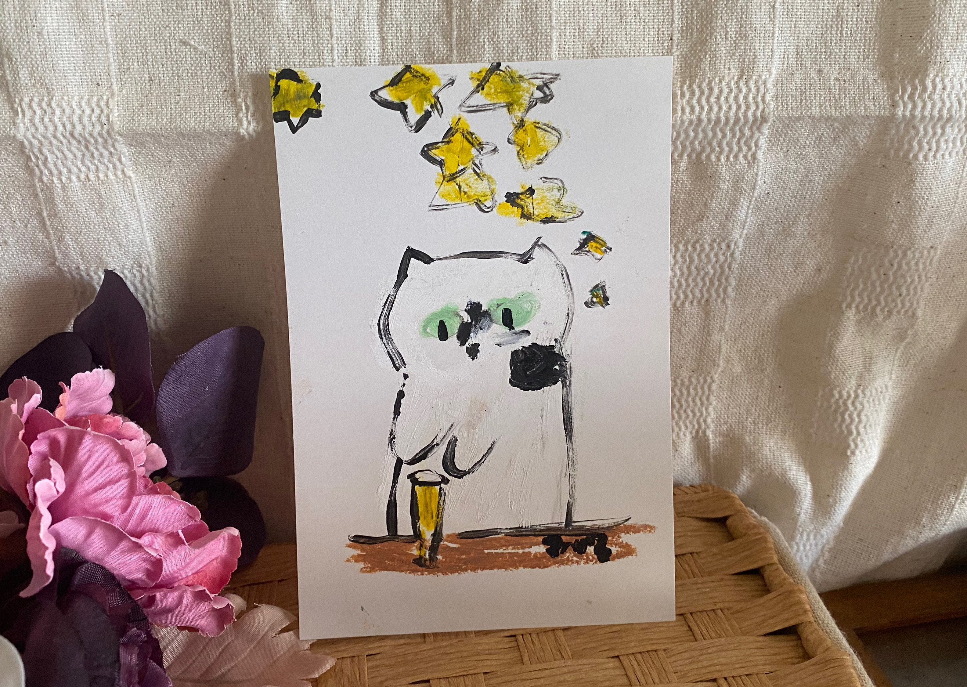 絵画。壁掛け絵原画手描き【幸せをもたらす花仙女魔法】 Ω