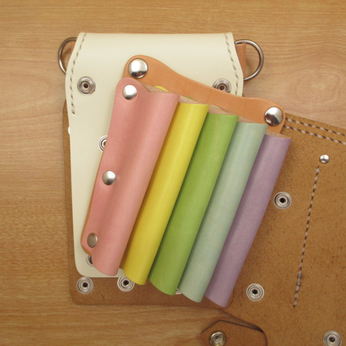 ホワイト＆空色 5丁差し 本革シザーケース SCA-39/CWA