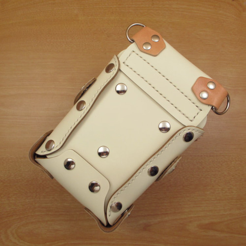 手縫い 本革 5丁差し シザーケース (ホワイト＆カラフル) SCA-72/WHC