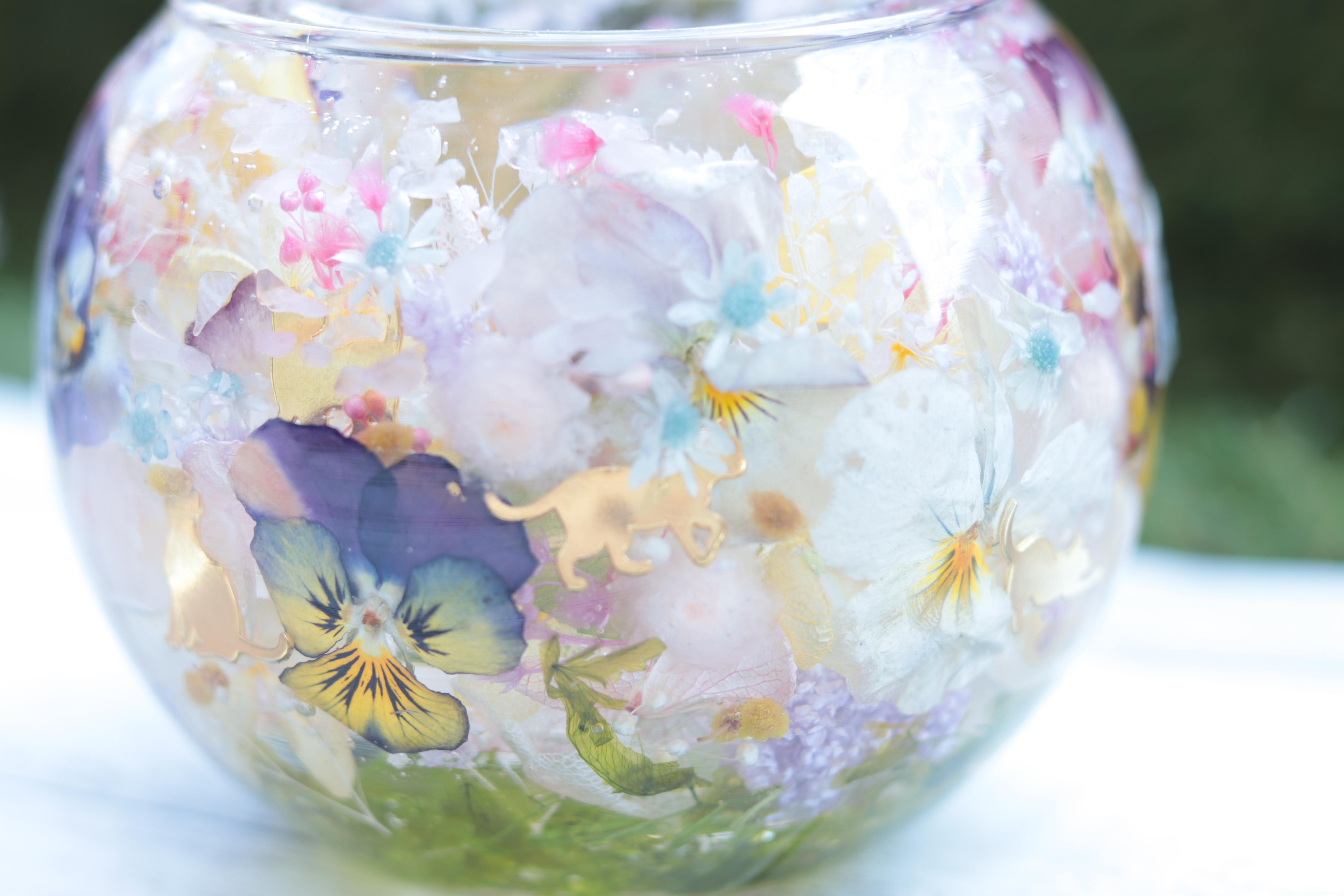 【選べるラベル】猫のお散歩～ローズクォーツ～キャンドルホルダー＊母の日・就職・結婚・誕生日・誕生石