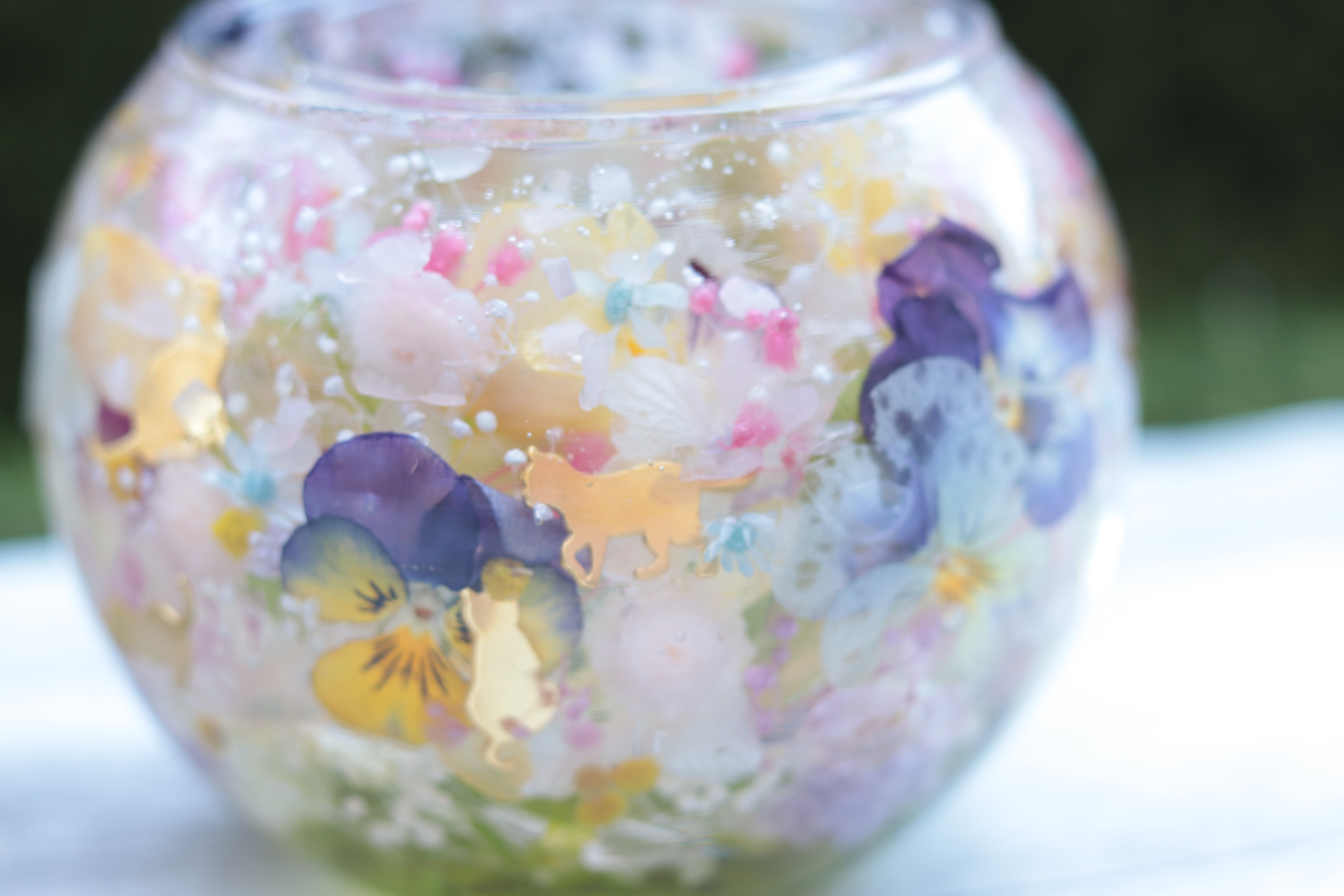 【選べるラベル】猫のお散歩～ローズクォーツ～キャンドルホルダー＊母の日・就職・結婚・誕生日・誕生石