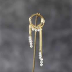 圓形淡水珍珠 3x3 圈形耳環 [鈦]/耳環 (#1052/#1053) 第19張的照片