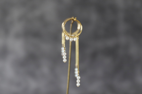 圓形淡水珍珠 3x3 圈形耳環 [鈦]/耳環 (#1052/#1053) 第19張的照片