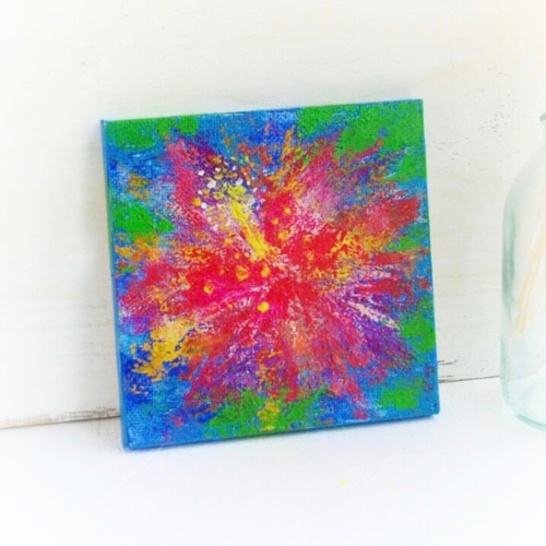 原画】抽象画 ハイビスカス 10cm角 送料無料 絵画 La couleur