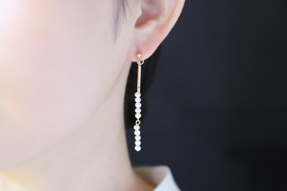 圓形淡水珍珠 5x5 耳環 [14kgf]・耳環 -第一個 - (#1054・#1055) 第3張的照片