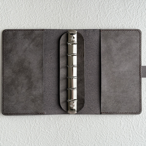 ミニ6 システム手帳カバー / イタリアンレザー / グレー / ミニ6穴