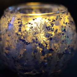 【選べるラベル】「海月(クラゲ)と水中花」キャンドルホルダー&木製LEDコースターセット＊固まるハーバリウム 17枚目の画像