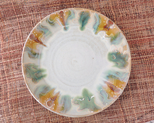 陶器 釉彩のプレート 流れる釉薬のお皿 中皿 Chao chao 通販 16340332