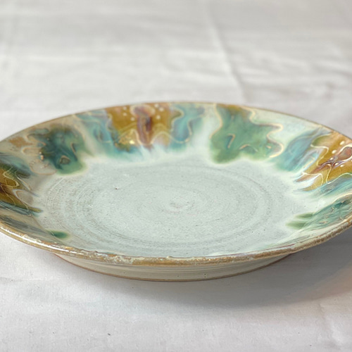 陶器 釉彩のプレート 流れる釉薬のお皿 中皿 Chao chao 通販 16340332