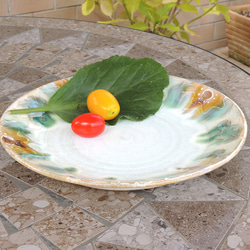 陶器　釉彩のプレート　流れる釉薬のお皿 2枚目の画像