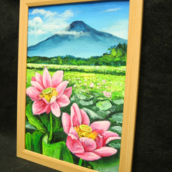 油絵 絵画 【富士山と蓮の花】 4枚目の画像