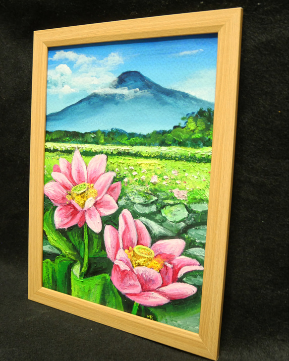 油絵 絵画 【富士山と蓮の花】 4枚目の画像