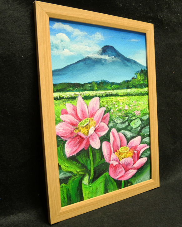 油絵 絵画 【富士山と蓮の花】 3枚目の画像