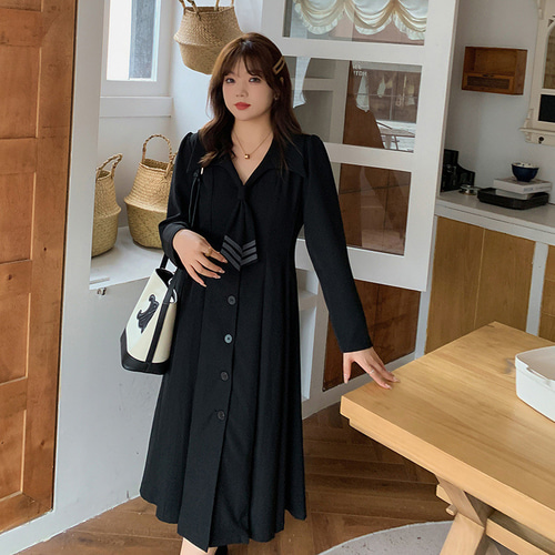 アンフィーロ ティアード ニットワンピース 洗える ブラック 大きい