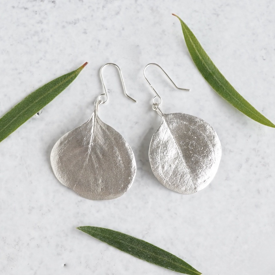 Eucalyptus round leaf earrings [EP073SV]