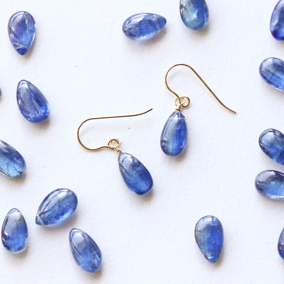 カイヤナイト 天然石 14Kgf ピアス(イヤリング) アレルギー対応 --The  