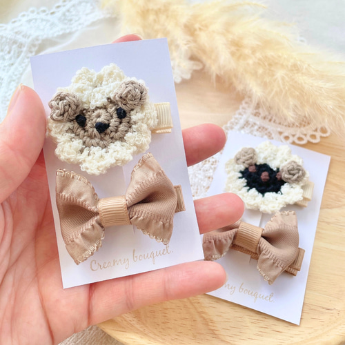 【ひつじフェルト】ヘアゴム♡サンプル♡キッズ　ベビー　セミオーダーメイド ひつじフェルト】ヘアゴム♡サンプル♡キッズ ベビー セミオーダーメイド