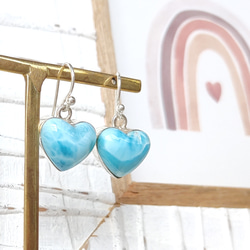 ❁Simple larimar heart earrings silver925❁ トップクオリティハートラリマー 7枚目の画像