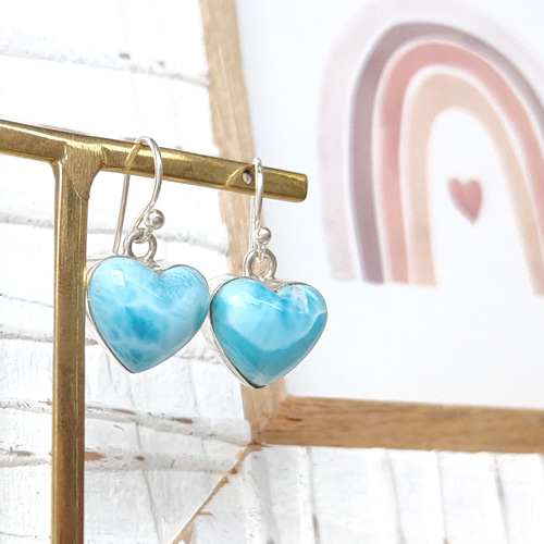 天然無処理　ラリマー 可愛いハート♡ ピアス No266 天然無処理 ラリマー 可愛いハート♡ ピアス No266 ピアス