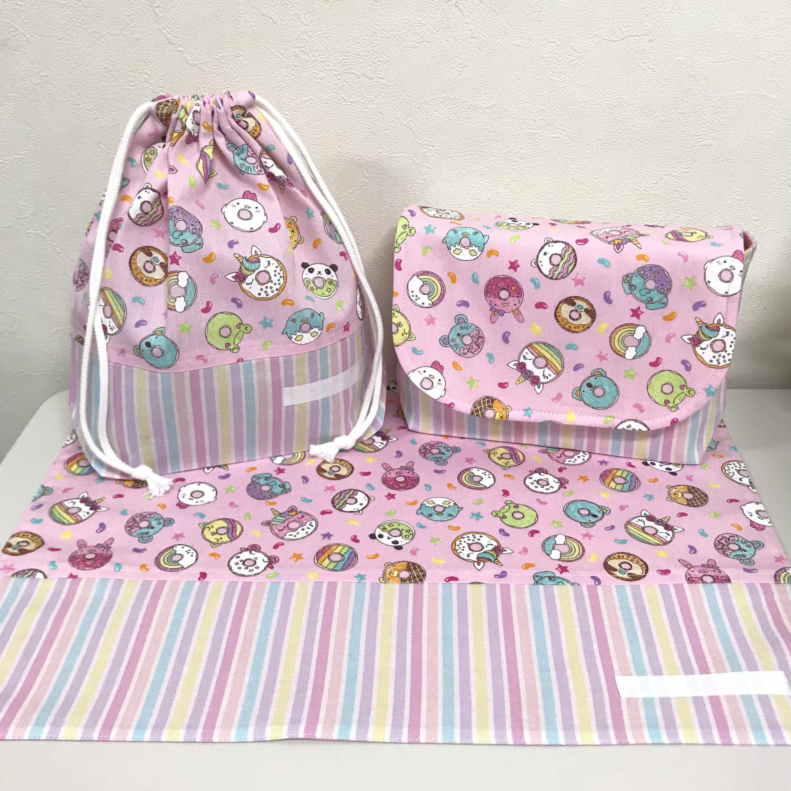【R♡】コップ袋2点　ランチョンマット3点 kit034-3p-2025s02.jpg