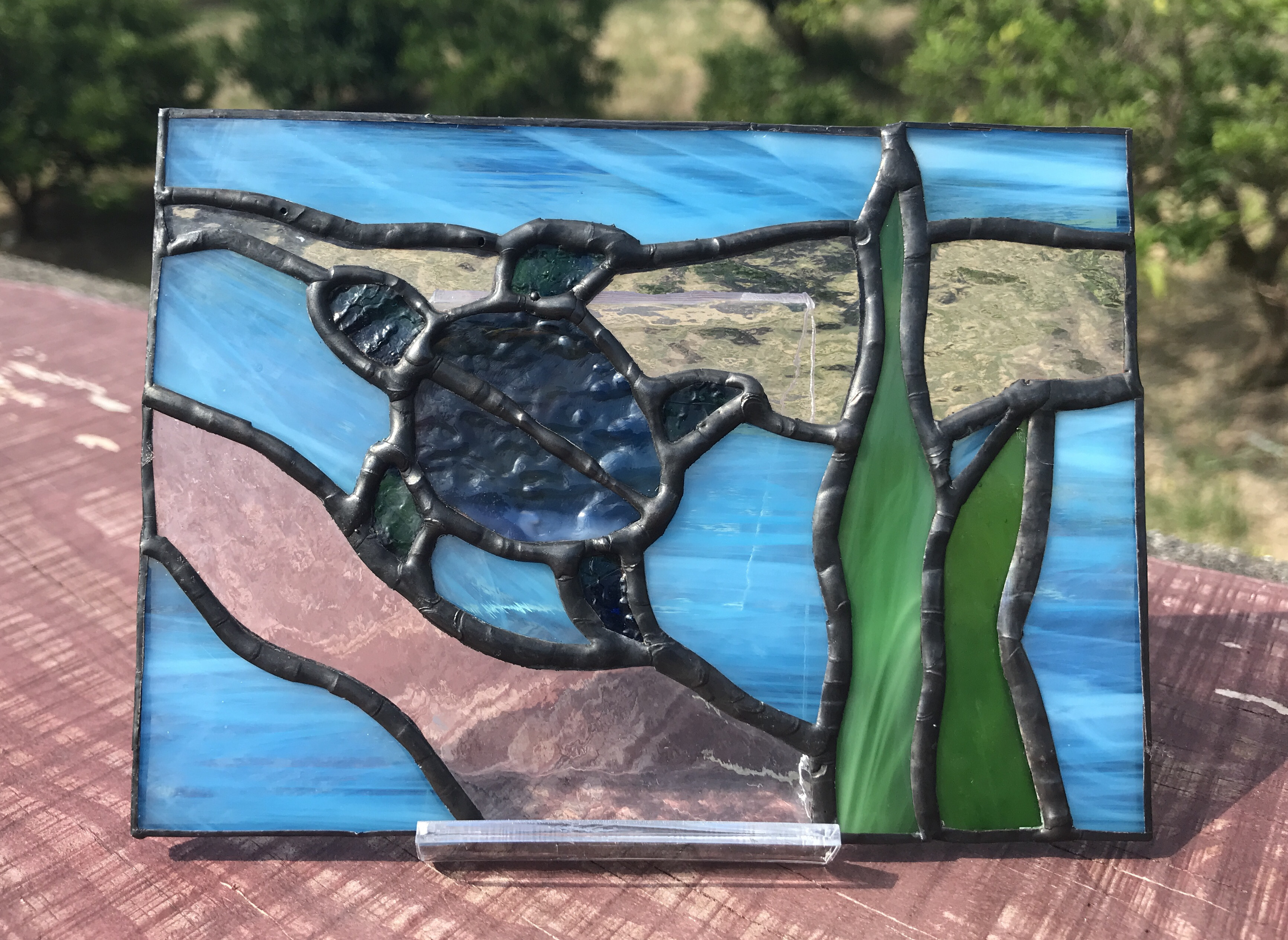 絵画海亀自然ワイングラスイメージ