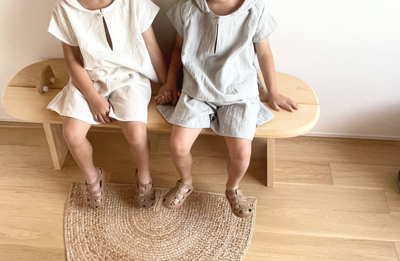 kids// cottonlinen set up セーラーカラーシャツ、ハーフパンツ 6枚目の画像