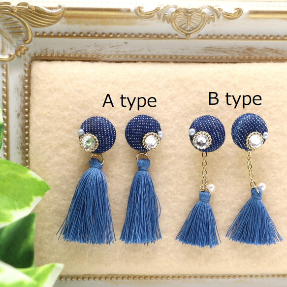 ピアス（その他） ハンドメイド・手芸 103 ボタンカボションとチェーン