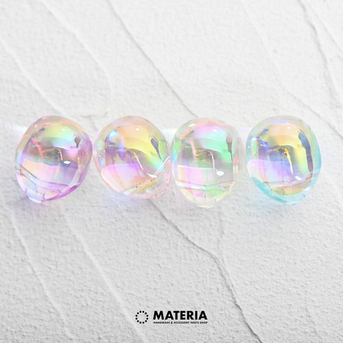 鈴丸ビーズ アクリルビーズ ABクリア オーバル 16ミリ 6個 すず丸  