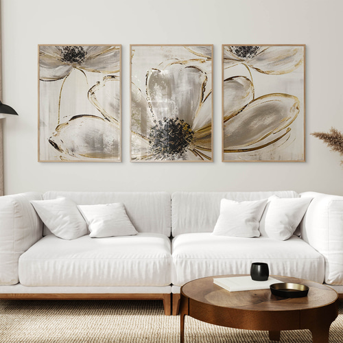 アートポスター ボタニカル 花 抽象 北欧風 モダン ベージュ グレー