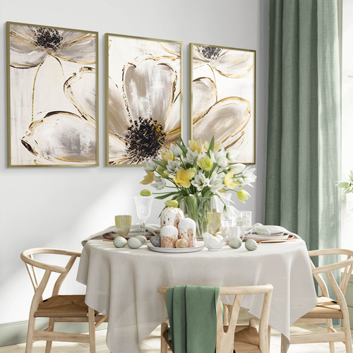 アートポスター ボタニカル 花 抽象 北欧風 モダン ベージュ グレー