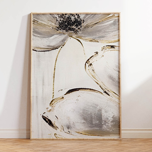 アートポスター ボタニカル 花 抽象 北欧風 モダン ベージュ グレー
