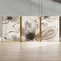 アートポスター ボタニカル 花 抽象 北欧風 モダン ベージュ グレー