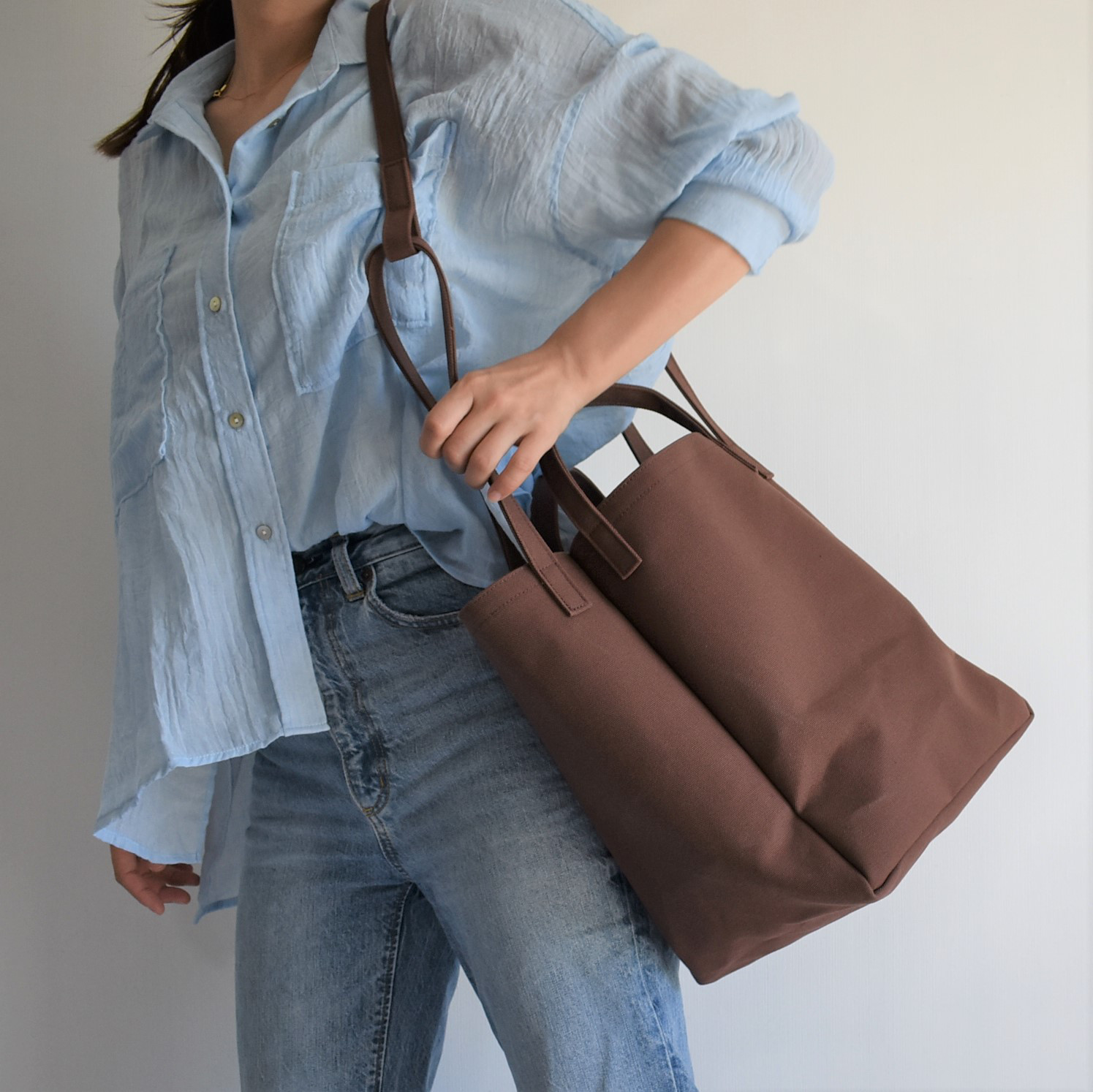 DROP2 SHOULDER TOTE BAG（コーヒー/ブラウン）3WAY ショルダーバッグ 帆布 大容量